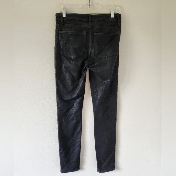 PAIGE | Hoxton Jeans Ultra Skinny Ankle Black Croc Luxe Coating Sz 29 - Picture 3 of 8